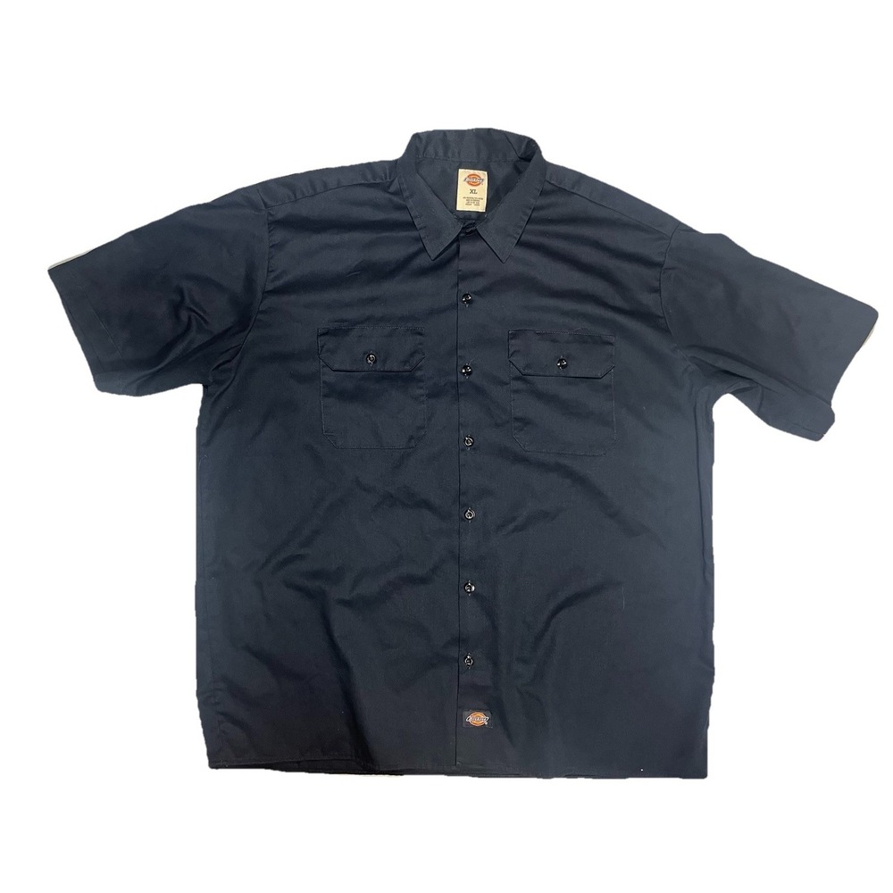 Dickies Utility Work Shirt Men's XL Navy Blue Short Sleeve‎ Button Up Mechanic